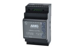 Ein schwarzes Netzteil von AMG Systems, Modell AMGPSU-I12-P54, mit technischen Spezifikationen auf der Vorderseite.