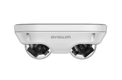 Zwei-Objektiv-Kamera von Avigilon in einem weißen Gehäuse.