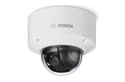 Überwachungskamera von Bosch in einer weißen Kuppelhalterung.