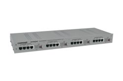 Graues Netzwerkgerät mit mehreren Ethernet-Ports und sichtbarem Text "comnet" und "ETHERNET PORTS".