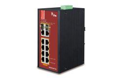 8-Port PoE unmanaged Industrial Switch, 2x RJ45/SFP Gigabit Uplink Combo Ports