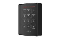 Ein schwarzes Zugangskontrollpad mit Tasten von 0 bis 9 sowie Stern und Raute, hergestellt von AXIS Communications.