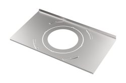 Metallplatte mit rundem Ausschnitt in der Mitte und mehreren schlitzenartigen Öffnungen um den Ausschnitt.