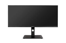 Ein schwarzer Breitbild-Monitor.
