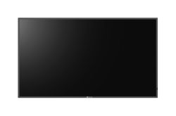 Ein schwarzer Bildschirm eines großen Fernsehers oder Monitors mit schmalem Rand und dem Logo "Nexvoo" unten in der Mitte.