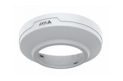 Ein weißes, rundes Deckenmontagezubehör von Axis Communications.