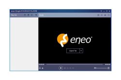 Ein Bildschirmfoto der Software "eneo Insight EVIDENCE PLAYER" mit einer Benutzeroberfläche zum Abspielen von Multimedia-Dateien.