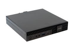 Ein schwarzes, rechteckiges elektronisches Gerät mit mehreren Anschlüssen und einem AXIS-Logo auf der Vorderseite.