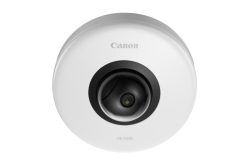 Kuppelförmige, weiße Netzwerkkamera von Canon, Modell VB-S32D.