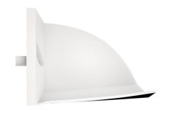 Weiße Wandhalterung mit halbkreisförmigem Design und rechteckiger Basis.