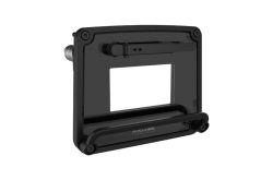 Schwarzes, rechteckiges Gehäuse mit transparenter Front und kreisförmigem Element an der Seite.
