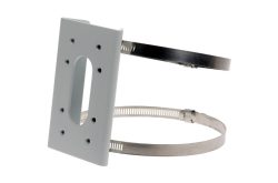 Metallhalterung mit rechteckiger Platte und verstellbarem Spannband.