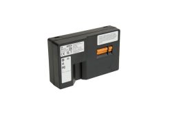 Ein schwarzer elektrischer Schaltkasten mit Etiketten und orangefarbenen Anschlussklemmen.