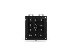 Eine schwarze numerische Tastatur mit Tasten von 0 bis 9, einem RFID-Symbol und einem Bluetooth-Symbol.