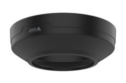 Schwarzes, kuppelförmiges Kamera-Zubehör mit dem Schriftzug "AXIS Communications".