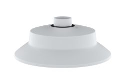 Weißer Decken-Hitzealarm mit rundem Design.