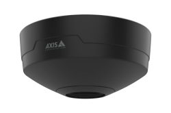 Schwarze Deckenhalterung für Sicherheitskamera von Axis Communications.