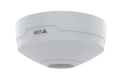 Kuppelförmige Kamera mit AXIS Communications Logo.