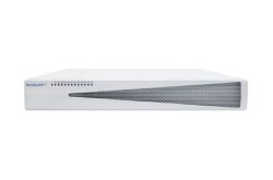 Ein weißer Avigilon-Server mit schwarzem Lüftungsgitter an der Vorderseite.
