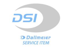 Logo mit der Aufschrift "DSI" in blauer Schrift vor einem grauen Hintergrund. Darunter in blauer Schrift "Dallmeier SERVICE ITEM".