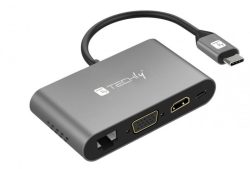 USB Typ-C Docking Station auf  2x USB3.0, HDMI, VGA, RJ45,  USB Typ-C, SD-Slot