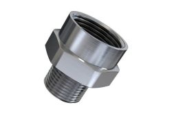 Metallverbindungsstück mit Innen- und Außengewinde.