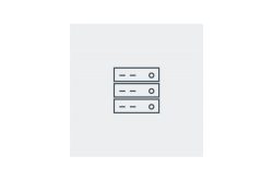 Ein einfaches Icon, das drei übereinander gestapelte Server in einer schematischen Darstellung zeigt.