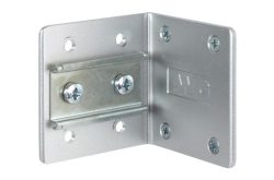 Metallwinkel mit vorgebohrten Löchern und Schrauben.