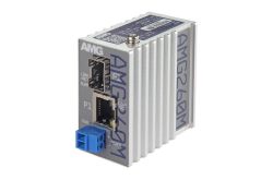 Industrieller Mini Medienkonverter, 1 x 10/100/1000BT RJ45 , 1 x 100/1000FX SFP Slot, ohne SFP, DIP Switch, DIN Rail / Wandmontage