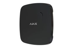 Ein schwarzes elektronisches Gerät mit der Aufschrift "AJAX" auf der Vorderseite.