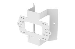 Ein weißes Metallteil mit Löchern und Markierungen für unterschiedliche Durchmesser.