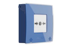 blau,Kabelloser Druckknopfmelder zur Auslösung des Feueralarms