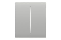 Grau Wandlichtschalter mit minimalistischem Design und vertikaler Kerbe.
