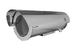 Metallisches Gehäuse mit zylindrischer Form, geeignet für den Außeneinsatz von technologischen Geräten.