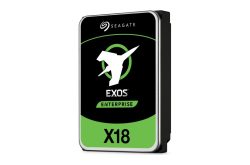 Seagate Exos Enterprise X18 Festplatte mit grün-schwarzem Design und einem Flugzeug-Logo.