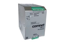 Ein ComNet Netzteil PS-A48280 mit Spezifikationen 48 V DC, 240-330 W Ausgangsleistung und 115-230 V AC Eingang.