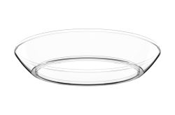 Einflache, transparente Glasauflaufform mit ovaler Form.