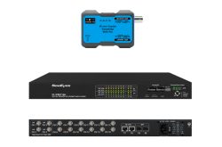 Ein IP-über-Koax-Sender und ein moderner Verteiler mit mehreren Kanälen der Marke SeeEyes.