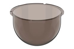 Braune, halbkugelförmige Plastikabdeckung mit glatter Oberfläche und schmalem Rand.