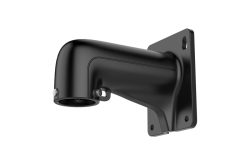 Schwarze Montagehalterung aus Metall mit kubischer Basis und abgerundetem Ausleger, geeignet für Kameras oder Leuchten.