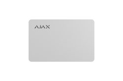 Graue rechteckige Ajax-Zugangskarte mit abgerundeten Ecken und schwarzem Ajax-Logo