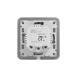 Rückseite eines Ajax Smart Light Controllers mit technischen Details und Anschlüssen.
