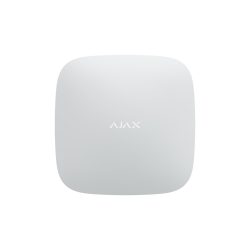 Quadratisches weißes Gerät mit abgerundeten Ecken und dem Markennamen "AJAX" in der Mitte.