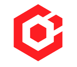 Rotes hexagonales Logo mit stilisiertem weißen "G" in der Mitte.