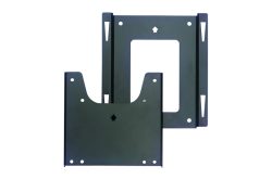 Zwei rechteckige Metallhalterungen mit mehreren Löchern, die übereinander angeordnet sind.