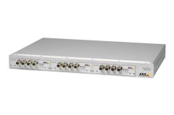 Videorack "AXIS 291 1U" von AXIS Communications mit mehreren Koaxialanschlüssen an der Vorderseite.