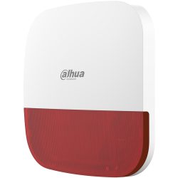 Weiße und rote Alarmanlage von Dahua Technology mit gerundetem Design.
