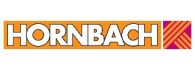 Logo von Hornbach mit orangefarbenem Hintergrund und weiรen Buchstaben.