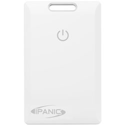 Weiße elektronische Karte mit einem Einschalt-Symbol oben und der Aufschrift "IPANIC" unten.