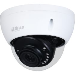 Weiße Dome-Sicherheitskamera von Dahua mit schwarzem Objektiv und Infrarot-LEDs.